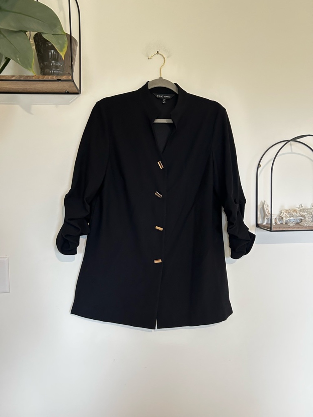 Ming Wang Black Gold Button Blazer Jacket Size Small